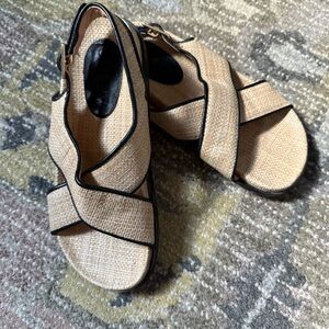 J.Crew Raffia Cross Slingback Sandals